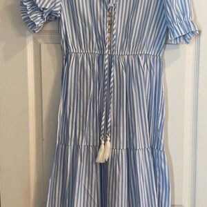 SHEIN Blue and White Striped Casual Dress